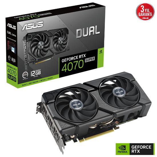 ASUS DUAL-RTX4070S-12G-EVO RTX 4070 SUPER 12GB GDDR6X HDMI 3XDP DLSS3 192BİT resmi