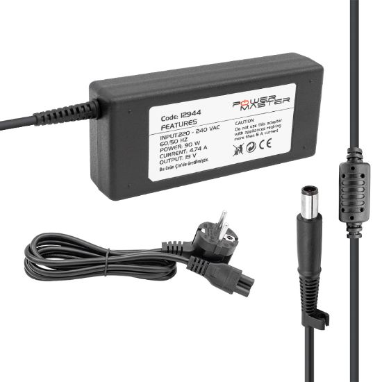 POWERMASTER PM-12944 19 VOLT - 4.74 AMPER 7.4*5.0 UÇLU HP NOTEBOOK ADAPTÖR resmi