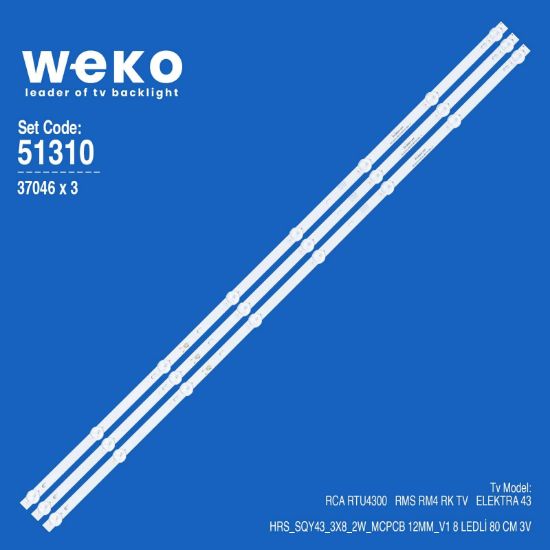 WKSET-6310 37046X3 HRS_SQY43_3X8_2W_MCPCB 12MM_V1 3 ADET LED BAR resmi