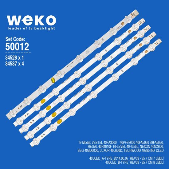 WKSET-5012 34528X1 34537X4 40DLED_A-B 5 ADET LED BAR resmi