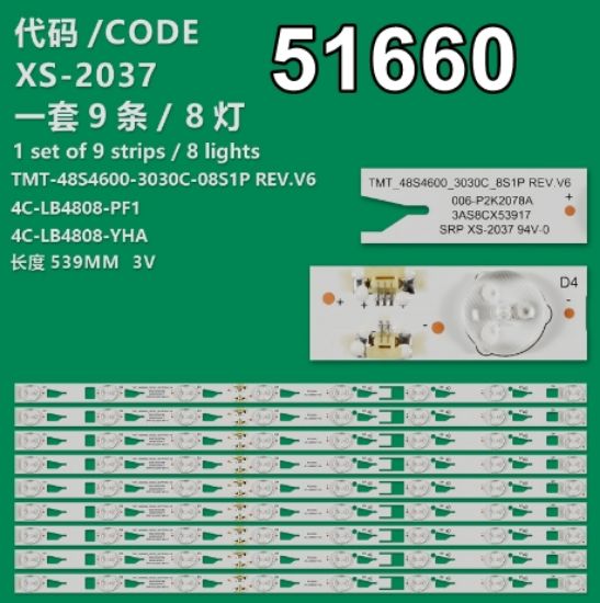 WKSET-6660 37329X9 TMT_48S4600_3030C_8S1P 4C-LB4808-VHA 9 ADET LED BAR resmi