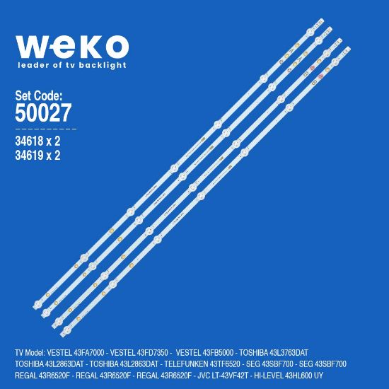 WKSET-5027 34618X2 34619X2 17DLB43VLXR1 4 ADET LED BAR (7+7LENS) resmi