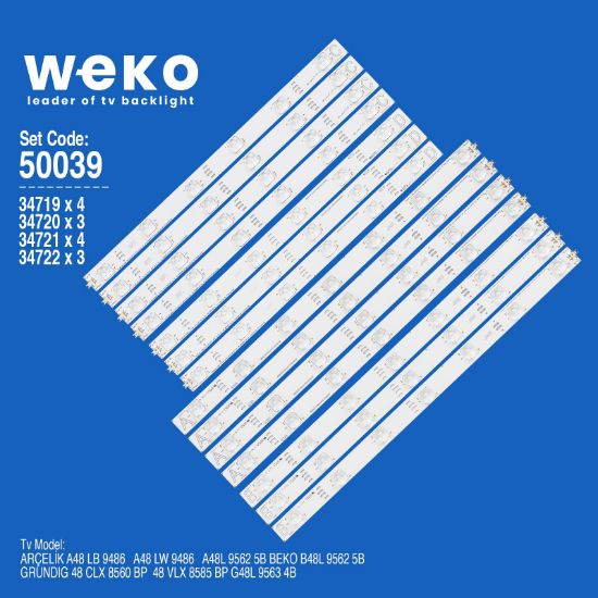 WKSET-5039 34719X4 34720X3 34721X4 34722X3 ARCELİK_48_APOLLON_7X7+7X6_2121C 14 ADET LED BAR resmi
