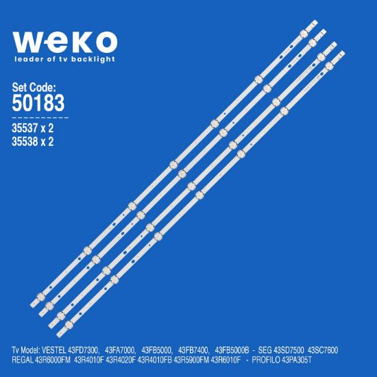 WKSET-5183 35537X2 35538X2 VESTEL 43 FHD 4 ADET LED BAR (7+7LENS) resmi
