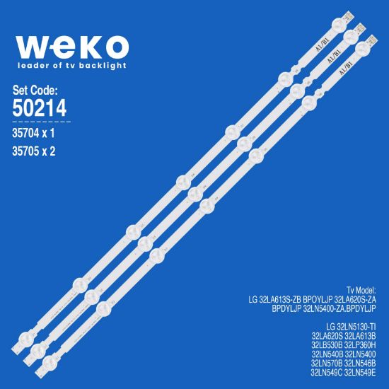 WKSET-5214 35704X1 35705X2 32 V13 REV 0.0 3 ADET LED BAR (BİRLEŞTİRİLMİŞ) resmi