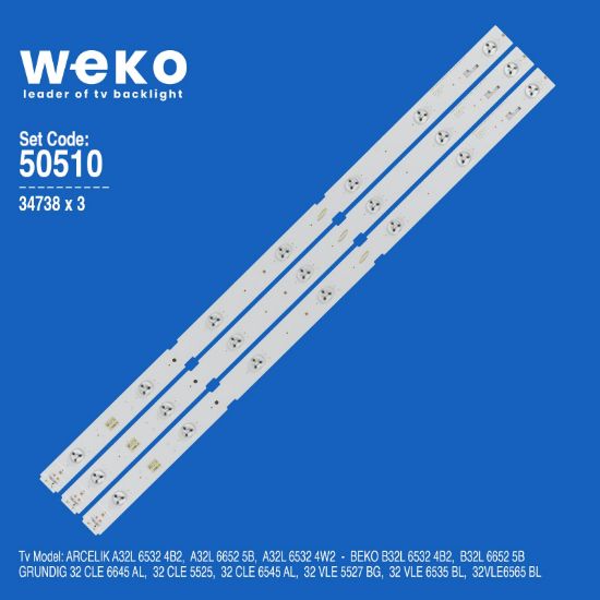 WKSET-5510 34738X3 SAMSUNG_2015ARC320_3228_ART07_REV1.0 - LM41-00175A  ALÜMÜNYUM TABANLI 3 ADET LED BAR resmi