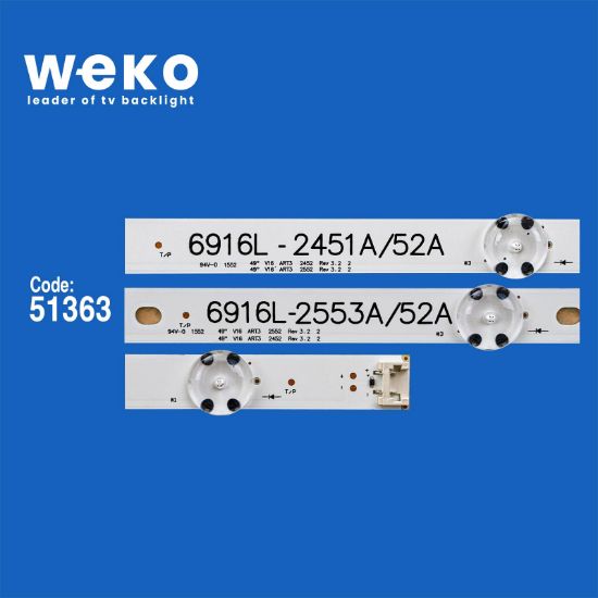 WKSET-6363 35632-2 33-2 34-2 35-2 49 V16 ART3 2452/2453/2552/2553 97,7 CM BİRLEŞTİRİLMİŞ LED KODU 4 ADET LED BAR resmi