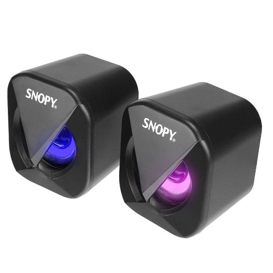 SNOPY SN-83U LED IŞIKLI 2W*2CH SİYAH USB 2.0 RGB IŞIKLI GAMİNG 1+1 MİNİ SPEAKER HOPARLÖR resmi