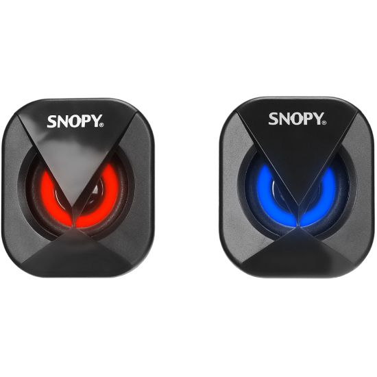 SNOPY SN-83U LED IŞIKLI 2W*2CH SİYAH USB 2.0 RGB IŞIKLI GAMİNG 1+1 MİNİ SPEAKER HOPARLÖR resmi