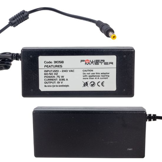 POWERMASTER PM-31058 19 VOLT - 3.95 AMPER 5.5-2.5 UÇLU TOSHIBA NOTEBOOK ADAPTÖR  ( + POWER KABLOSUNU UNUTMA) resmi