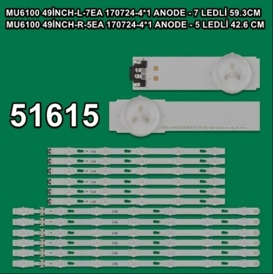 WKSET-6615 35989X6 35990X6 MU6100 49İNCH-L/R 12 ADET LED BAR resmi