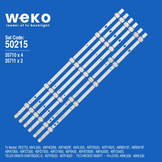 WKSET-5215 35710X4 35711X2 VESTEL 490DRT VNB 6 ADET LED BAR (5LENS) resmi