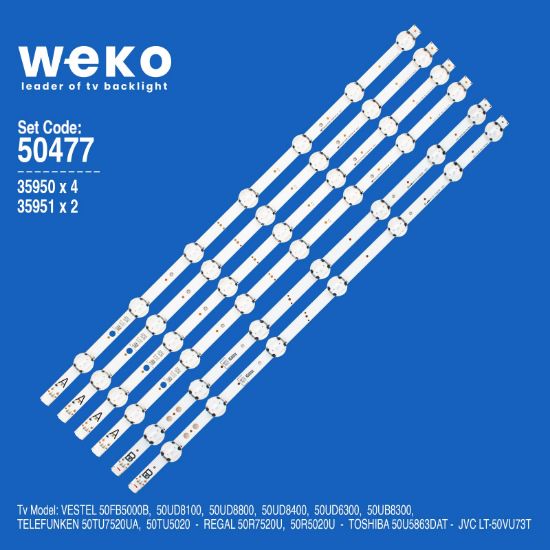 WKSET-5477 35950X4 35951X2 VESTEL 50 DRT UHD 6 ADET LED BAR (7LENS) resmi