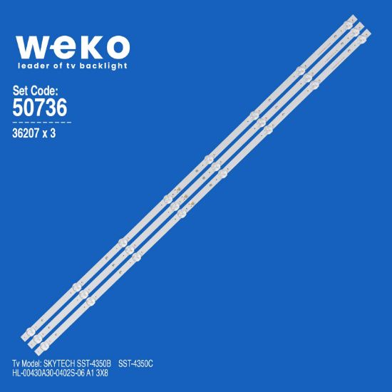 WKSET-5736 36207X3 HL-00430A30-0402S-06 A1 3X8 3 ADET LED BAR (BÖLÜNMÜŞ 6 ADET) resmi