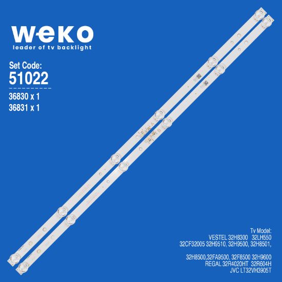 WKSET-6022 36830X1 36831X1 RF-CF32005A/BE30-0601A3 JL.D32061330-078E/FS-M 2 ADET LED BAR (3V6LED54,9CM) resmi