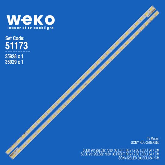 WKSET-6173 35928X1 35929X1 SLED 2012SLS32 7030  30 LEFT/RIGHT REV1.2  2 ADET LED BAR (30LED) resmi
