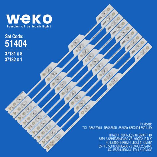 WKSET-6404 37131X8 37132X1 55P1 A/B 55HR330M04A0 V2 9 ADET LED BAR resmi