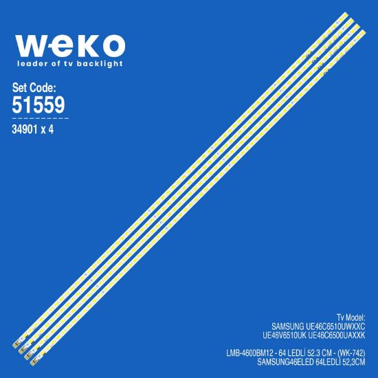 WKSET-6559 34901X4 LMB-4600BM12  4 ADET LED BAR (64LED) resmi