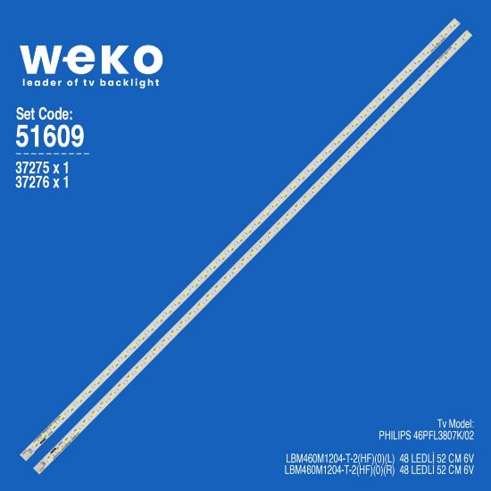 WKSET-6609 37275X1 37276X1 LBM460M1204-T-2  2 ADET LED BAR (48LED) resmi