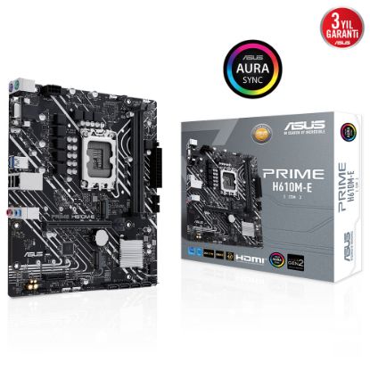 ASUS PRIME H610M-E-CSM DDR5 DP HDMI VGA 2XM2 USB 3.2 RGB MATX 1700P resmi