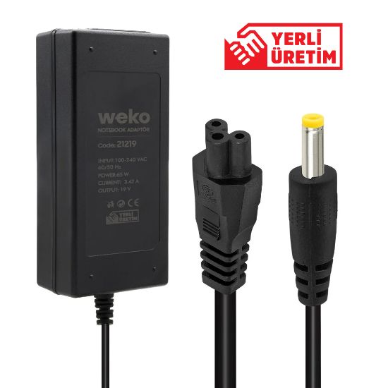 WEKO 19 VOLT - 3.42 AMPER - 65 WATT 4.0*1.7 UÇLU YERLİ ÜRETİM NOTEBOOK ADAPTÖR resmi