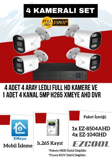 EZCOOL EZ-8504AX-SET 2MP x 4 KAMERA - 4 KANAL 5MP DVR resmi