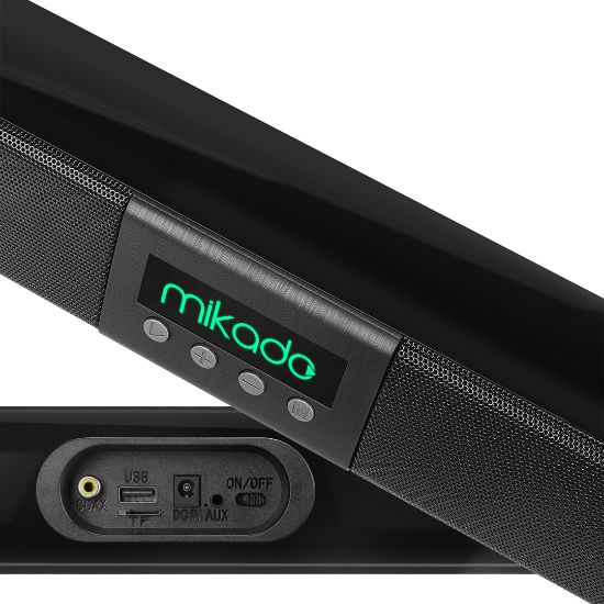 MIKADO MD-SB102 SİYAH 2X10W 12V/1.5A BT+USB+AUX+TF KARTLI EV SİNEMA SOUNDBAR HOPARLÖR resmi