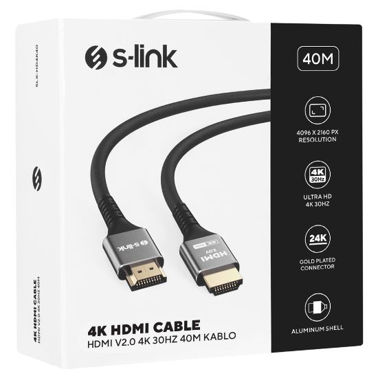 S-LINK SLX-HD4K40 19+1 40 METRE V2.0 4K 30HZ METAL HDMI KABLO resmi