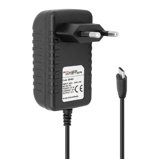 POWERMASTER PM-32401 5 VOLT - 2 AMPER MICRO USB UÇ TABLET ADAPTÖRÜ resmi