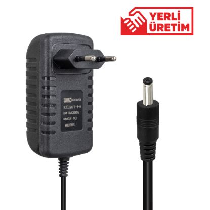 WEKO 7.8 VOLT - 1 AMPER 4.0*1.7 UÇLU KIRMIZI YEŞİL LEDLİ YERLİ ÜRETİM PRİZ TİPİ ŞARJ ADAPTÖRÜ resmi