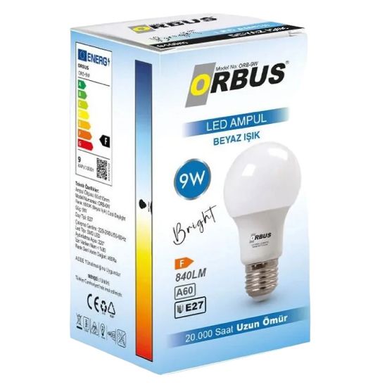 ORBUS ORB-9W E27 9 WATT 800 LÜMEN BEYAZ LED AMPÜL resmi