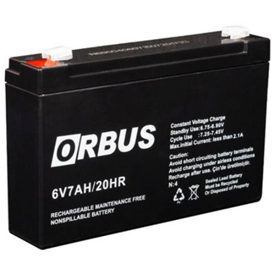 ORBUS 6 VOLT - 7 AMPER AKÜ (150 X 30 X 94 MM) resmi