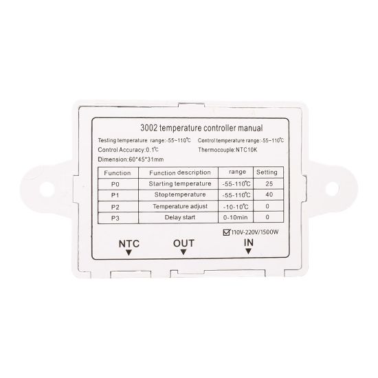 W3002 DİJİTAL EKRAN SICAKLIK KONTROL MODÜLÜ 10A 12V 24V 110V~220V resmi