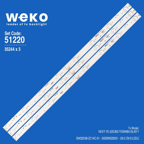 WKSET-6220 35244X3 SW32D08-ZC14C-01 - 303SW320031  3 ADET LED BAR resmi