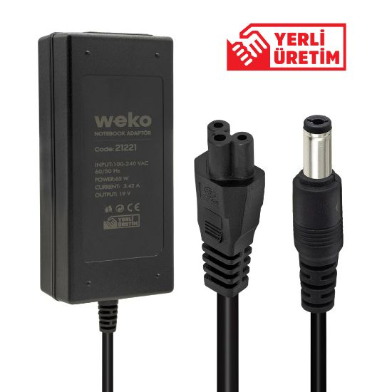 WEKO 19 VOLT - 3.42 AMPER - 65 WATT 5.5*2.5 UÇLU YERLİ ÜRETİM NOTEBOOK ADAPTÖR resmi