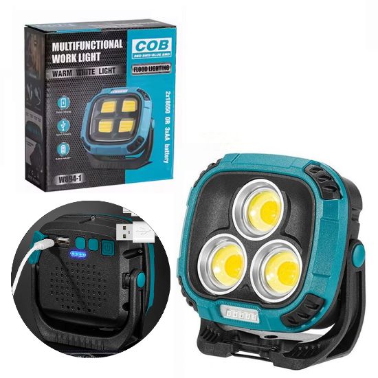 POWERMASTER MX-W891 4000K - 7000K - KIRMIZI 3 COB LEDLİ 30 WATT ÇOK FONKSİYONLU ÇALIŞMA LAMBASI (POWERBANK) resmi