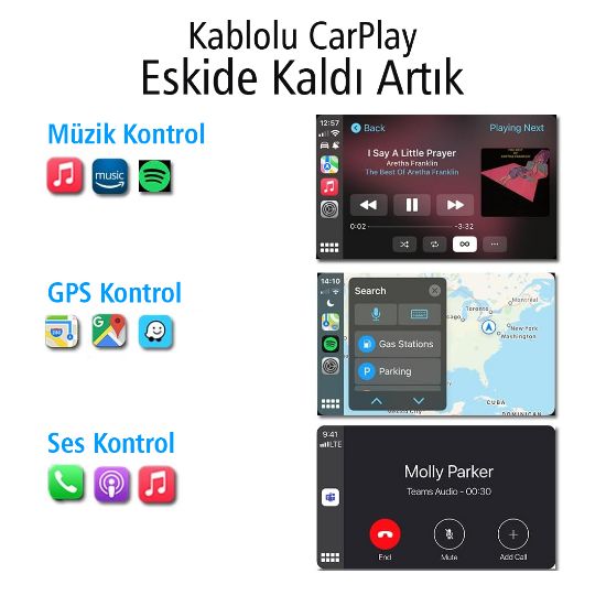 POWERMASTER PM-24508 WİRELESS KABLOSUZ APPLE İPHONE CARPLAY EKRAN YANSITMA (VERSİYON 4.0) resmi