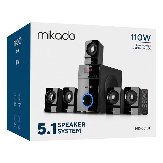 MIKADO MD-581BT 110W USB+SD+FM+BT DESTEKLİ 5+1 SES SİSTEMİ resmi
