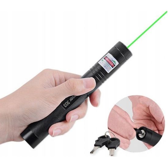 POWERMASTER OM-1201 18650 PİLLİ ŞARJLI ANAHTAR EMNİYETLİ YEŞİL LAZER POINTER (50 KM) resmi