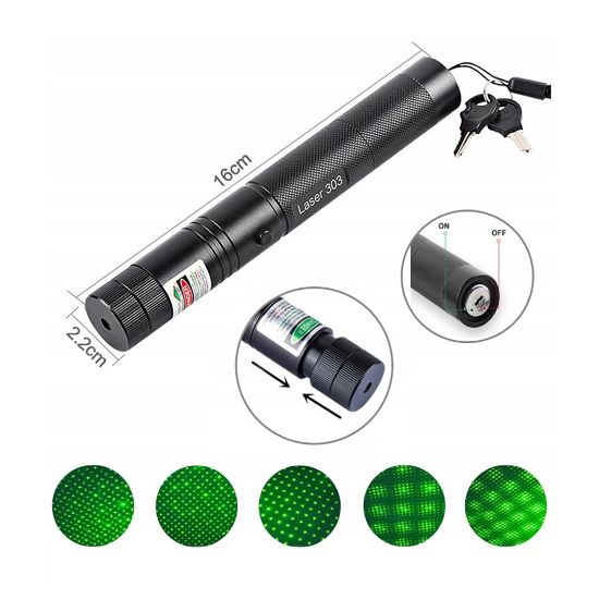 POWERMASTER OM-1201 18650 PİLLİ ŞARJLI ANAHTAR EMNİYETLİ YEŞİL LAZER POINTER (50 KM) resmi