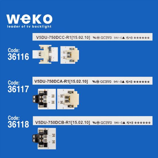 WKSET-6715 36116X9 36117X9 36118X9 V5DU-750DCA/B/C 27 ADET LED BAR resmi