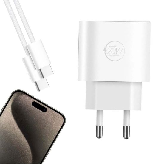 POWERWAY RXS27 20 WATT TYPE-C ŞARJ BAŞLIK ADAPTÖRÜ + KABLO SETİ (APPLE 15 PRO-PROMAX UYUMLU) resmi