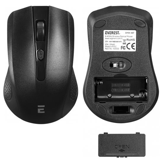 EVEREST SMW-487 USB SİYAH 2.4GHZ 1500 DPI OPTİK KABLOSUZ MOUSE resmi