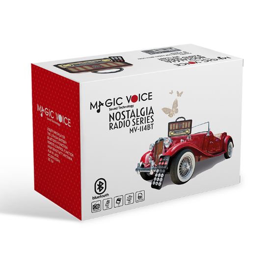 MAGICVOICE MV-114BT USB/SD/FM/BLUETOOTH DESTEKLİ TEK HOP LU NOSTALJİK RADYO resmi