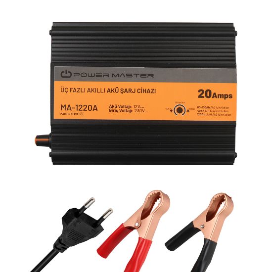 POWERMASTER MA-1220A 12 VOLT - 20 AMPER AKILLI AKÜ ŞARJ CİHAZI resmi