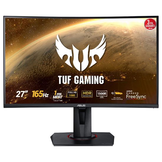 ASUS TUF VG27VQ 27 1MS 165HZ HDMI/DP FULL HD FREESYNC CURVED GAMİNG MONİTÖR resmi