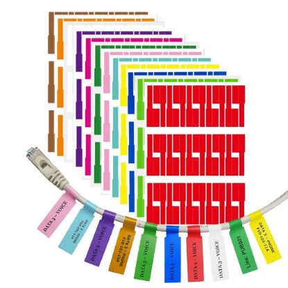 SUNUP RENKLİ KABLO İSİMLENDİRME ETİKETLERİ - DAYANIKLI VE YIRTILMAZ OPAK ETİKET (TEK SAYFA 30LU) resmi