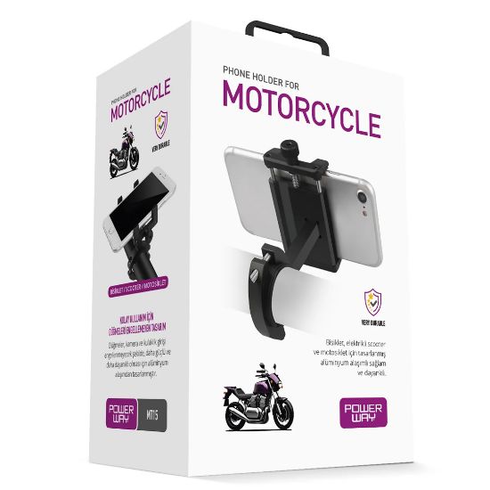 POWERWAY MT15 MOTOSİKLET BİSİKLET SCOOTER İÇİN DAYANIKLI GİDON UYUMLU CNC ALÜMİNYUM TELEFON TUTUCU resmi