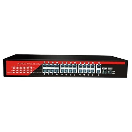 EZCOOL EZ-24PSF-SFP 24PORT 24FE+2GE+2SFP GIGABIT POE SWITCH 320W resmi