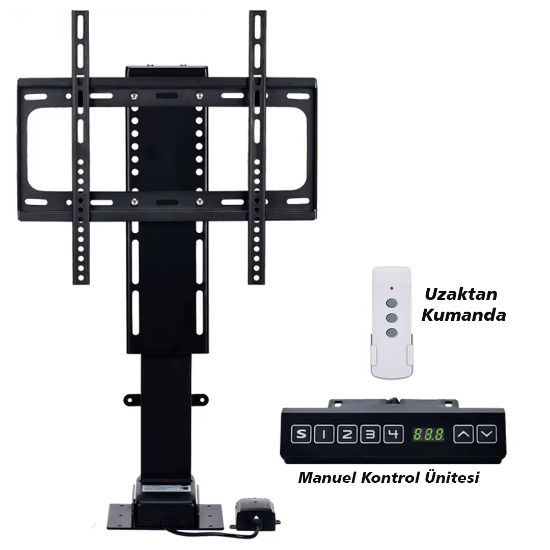 POWERMASTER PM-24928 32 - 57 İNÇ AYARLANABİLİR YÜKSEKLİK UZAKTAN KUMANDALI TV KALDIRMA LİFT ASANSÖRÜ resmi